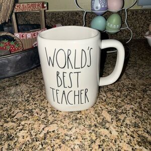 Rae Dunn White Ceramic "World's Best Teacher" Mug